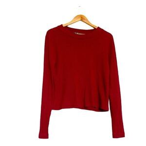 Lulus Oversized Ribbed Maroon Sweater Medium